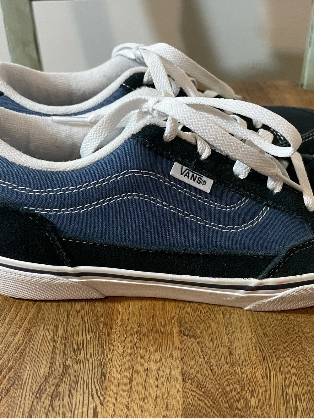 Vans Bearcat Low Top Lace-Up Sneakers in Black & Navy Blue